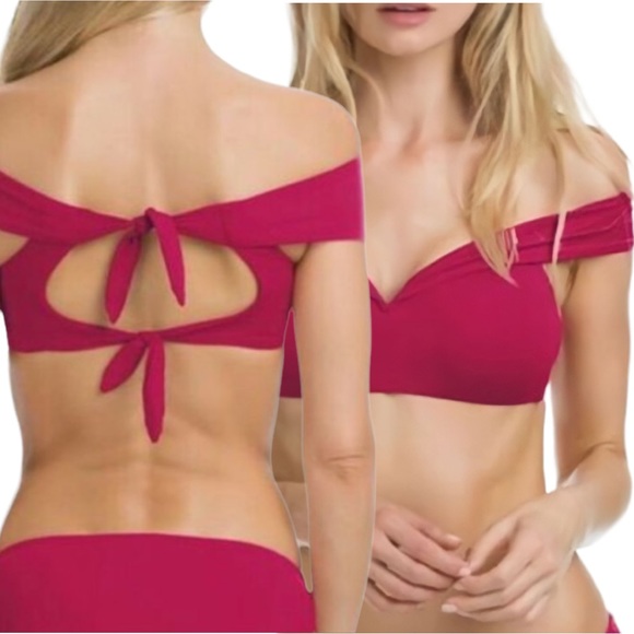 Becca Socialite Off Shoulder Bikini Top in Raspberry - Picture 6 of 6